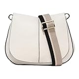  Gianni CHIARINI Damen Schultertasche Helena Round aus cremefarbenem Leder mit doppeltem Schultergurt, cremeweiß, Einheitsgröße