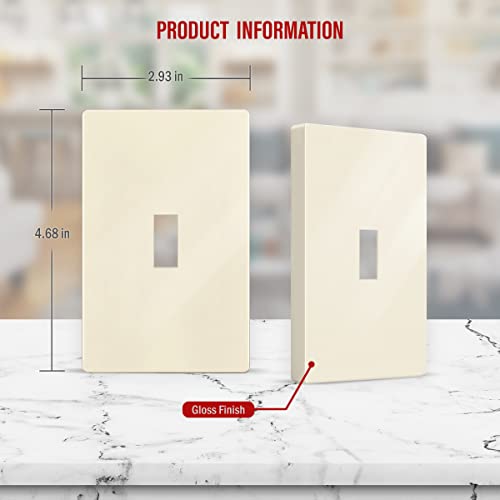 Image of ENERLITES Screwless Toggle Switch Wall Plate, Child Safe Light Switch Cover, Standard Size 1-Gang 4.68 inch x 2.93 inch, Unbreakable Polycarbonate Thermoplastic, UL Listed, SI8811-LA, Glossy, Light Almond