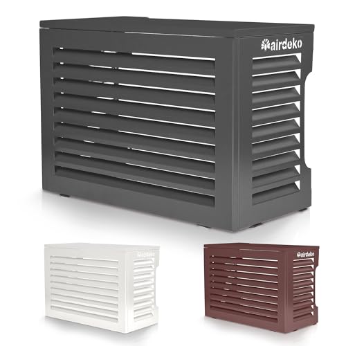 Airdeko Premium Mini Split AC Air Conditioner Cover for Outside Units - Decorative Metal Mini Split Condenser Cover - Rustproof, All-Season Outdoor Protection with Sleek Design - Secure & Durable (M)