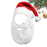 Genérico Chapeau Et Barbe De Père Noël - Ensemble Perruque En Peluche 28x6,5cm, Déguisement Pour Adultes | Costume De Noël Confortable Et Respirant Pour Fêtes, Soirées, Maison, Événements Festifs