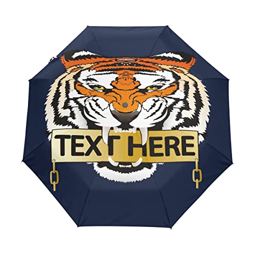 Parapluie Pliable Tigre Bleu Coupe-Vent Automatique pour Femme et Homme