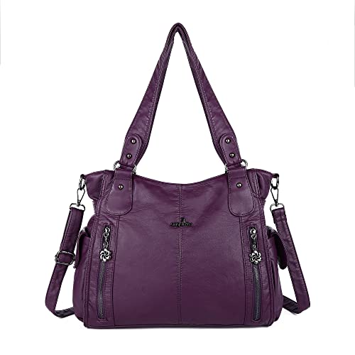 Image of Angel Kiss Handbags for Womens Top-Handle Hobo Purse Roomy Casual Shoulder Bags PU Tote Satchel Purse for Women