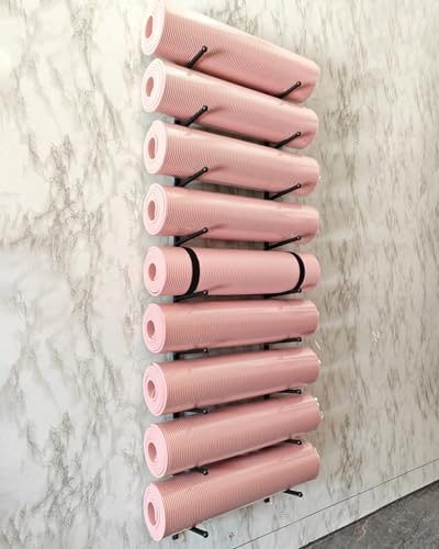 Support tapis de yoga mural en acier robuste pour organisation d'équipement de fitness à la maison