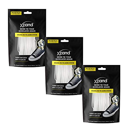 Xpand No Tie Shoelaces System with Elastic Laces - One Size Fits All (Pack of 3)