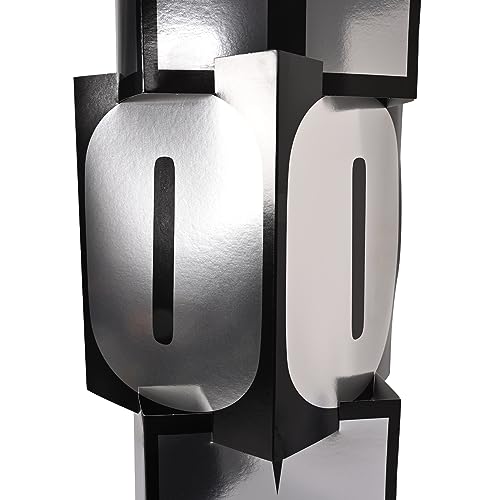 Image of Beistle Prom Column Black and Silver Decoration, Prom Standup Decorations for Prom Night Party Decor for Photo Booth, Durable Cardstock Selfie Backdrop, 12 inch wide, 3' 9 inch tall, 2 Pack