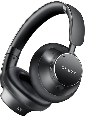 Image of ONYZE VORIC ON903 Over-Ear Wireless Headphones with ANC, Bluetooth 5.4, Dual Pairing, 40mm Drivers, Up to 60H Playtime, Foldable Premium Design (Obsidian Black)