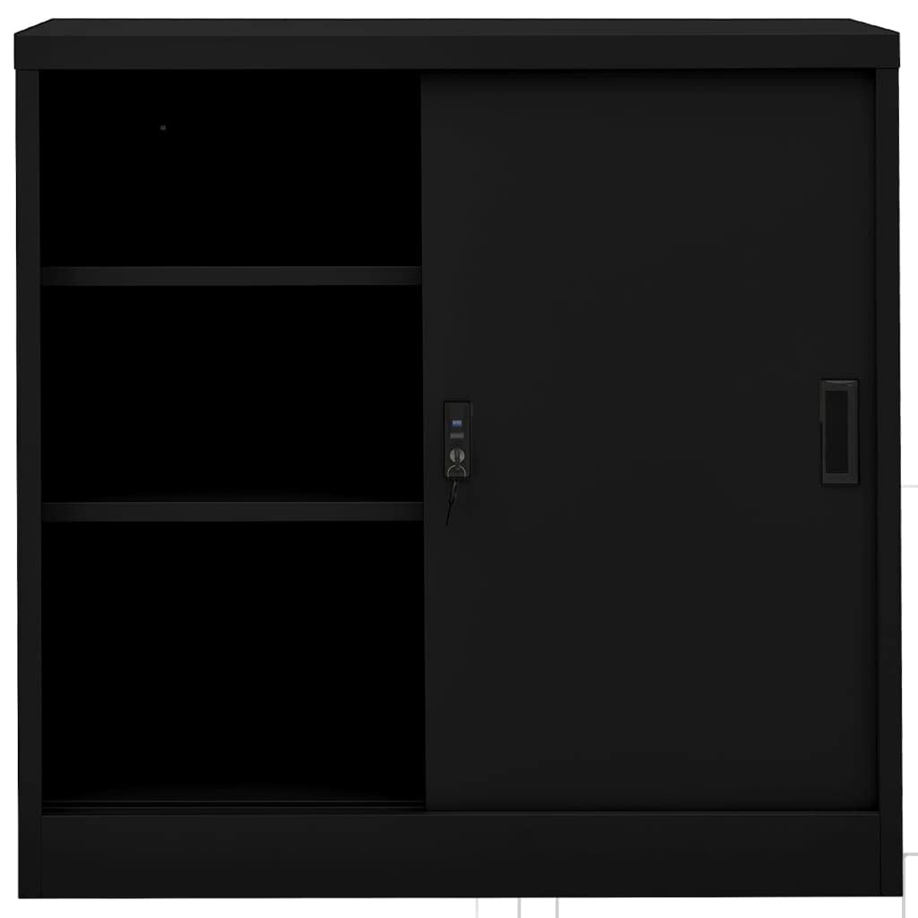 Armadio in Metallo Armadio per Ufficio Anta Scorrevole Armadio Ante Scorrevoli Mobili Ufficio Armadietti con Chiave Armadietto Multiuso in Acciaio Nero 90x40x90 cm