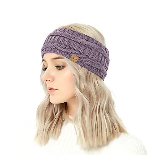 Winter Warm Cable Knit headband Head Wrap Ear Warmer for Women by Aurya(Grape)