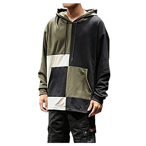 Sudadera con capucha para hombre, con cordón, jersey de manga larga, puntadas, colores informales, tallas grandes, moda urbana, estilo hip hop, juvenil, tiempo libre al aire libre
