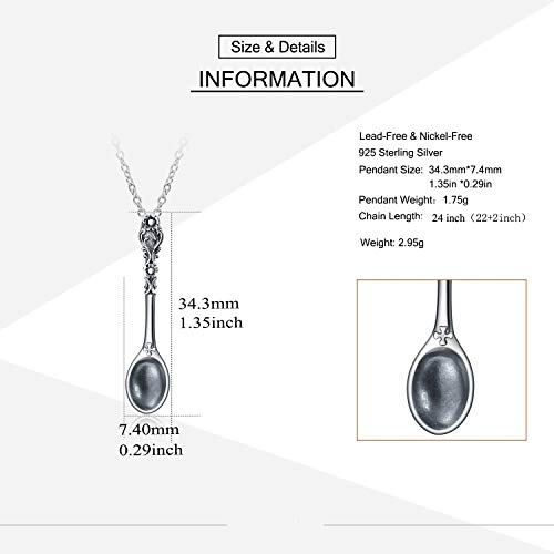 Yafeini Spoon Necklace Sterling Silver Spoon Pendant Necklace For Women Men Jewelry Gifts (18) #TOP3