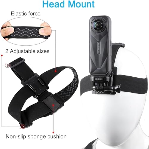 Image of Accessories Kit for Insta360 X5, One R, X and GoPro Hero 9,New Quick Release Head Strap Mount + Chest Mount Harness + Backpack Clip Holder + 360Rotating Wrist Strap