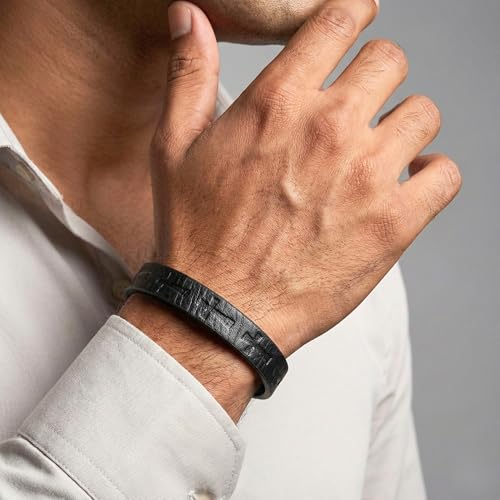 Image of THE MEN THING Leather Bracelet for Men - American Style Genuine Leather Multi-Layer Braided Bracelet with 100% Stainless Steel Magnetic Buckle for Men & Boys (8 inch)