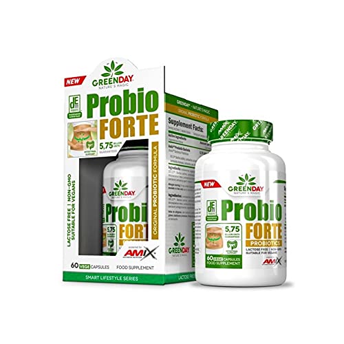 AMIX - Suplemento Alimenticio - Probio Forte en Formato de 60 Cápsulas - Alto Contenido en Probióticos y Prebióticos - Mejora la Flora Intestinal - Favorece la Absorción de Nutrientes