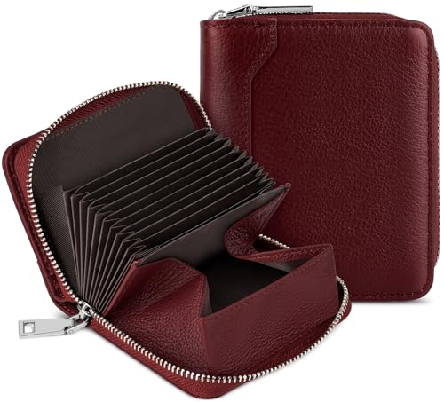 Image of HUANLANG Mens Wallet RFID Blocking Multi Card Holder Wallets for Men Bifold Wallet with Zipper Small Men's Leather Wallet