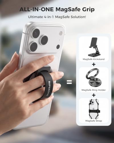 Image of SUPERONE for MagSafe Phone Grip, Soft Silicone Loop & Dual-Fold Kickstand
