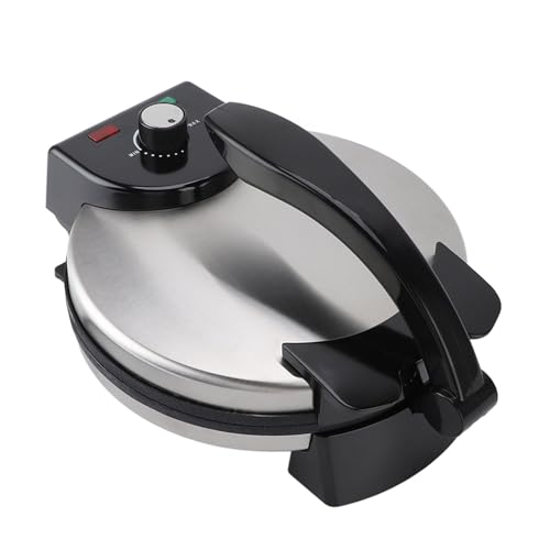 Luqeeg Electric Tortilla Press, Anti Stick Electric Roti Maker Machine Pizza Machine with 10in Knob Temperature Control & Stainless Steel Cover for Cooking