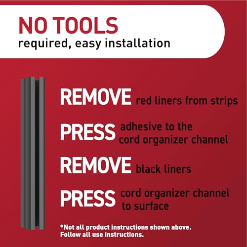 Image of Command Cord Organizer Channel, Black, 1 Channel, 8 Large Strips