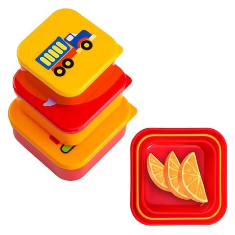Wildkin Nesting Food Containers for Boys & Girls, Perfect for Daycare & Preschool, Set of 3 Stackable Space-Saving Food Storage, Airtight & Dishwasher Safe Food Container (Under Construction) Cover