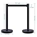 DuraSteel Crowd Control Barriers Line Dividers - Metal Stanchion Posts with 6.5ft Black Retractable Belt Ropes - for Store Queues, Airport Lines, Event Entries - 6 Set/Pack