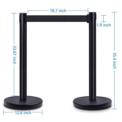 Image of DuraSteel Retractable Belt Stanchion Posts 6-Pack - 6.5ft Crowd Control Barriers - Metal Line Dividers for Restaurants, Banks, Airports, Events - Indoor /Outdoor Queue Rope Barriers
