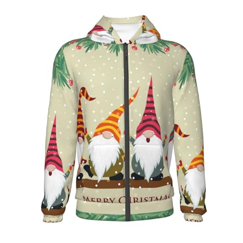 Christmas Card With Gnomes Kids Pullover Hoodies Boys Zip Up Sweatshirts Girls Athletic Clothes with Pocket2