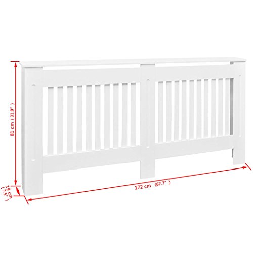 Festnight Radiator Cover Heating Cabinet White MDF 67.7\" - Thumbnail 2