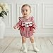 FYBITBO Baby Girl Football Outfit Smocked Game Day Bubble Romper My First Football Season Onesie Fall Baby Girl Clothes (Red Rugby Bow Embroidery, 6-12 Months)