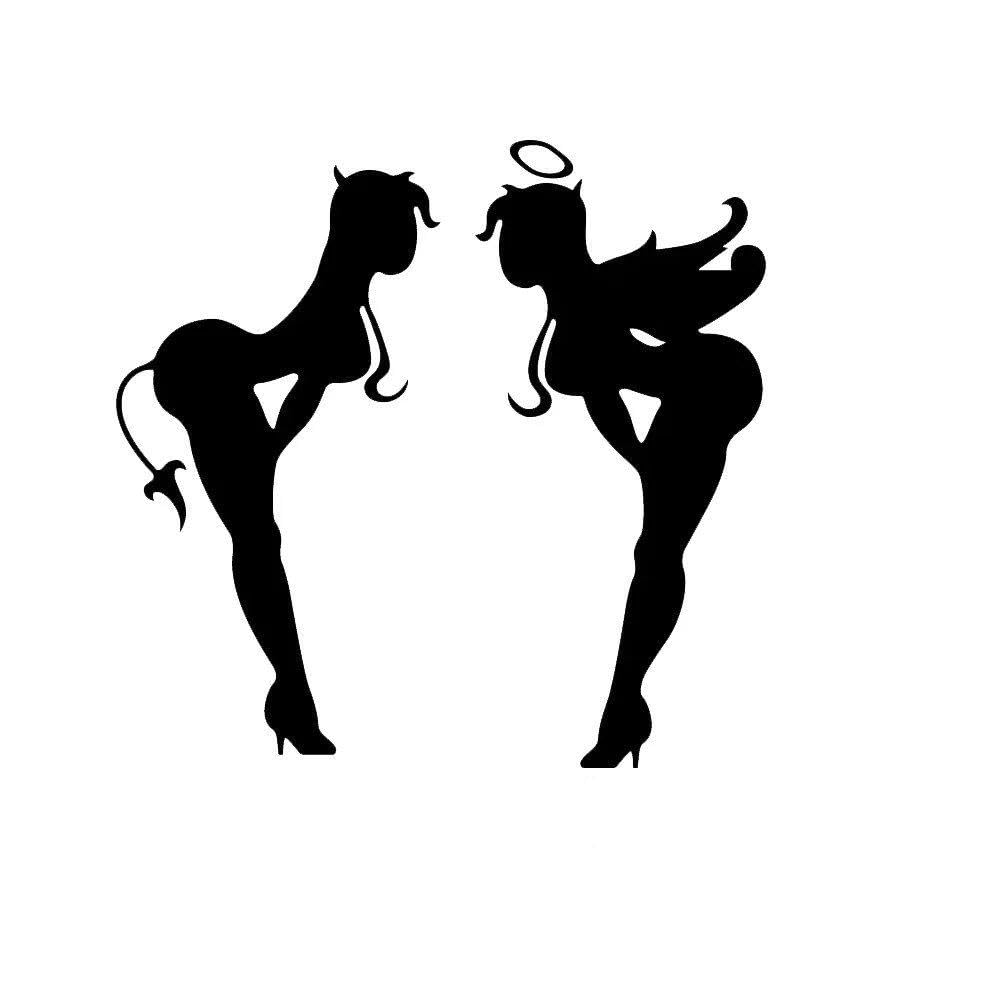 Lady Devil Angel Girl Decal 12.5x13cm Vinyl Sticker for Cars Motorcycles Notebook Closet Laptop