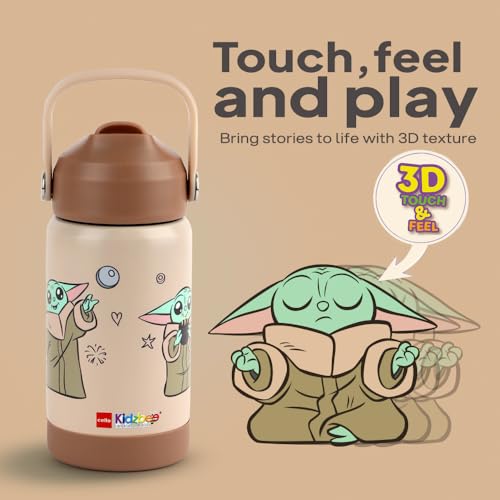 Image of CELLO Kidzbee Gen Alpha Stainless Steel Kids Flask Water Bottle 370 ml | 3D Gorgu Touch & Feel Design, Leakproof Lightweight Easy to Carry Hot and Cold Kids Flask Water Bottle for School & Travel