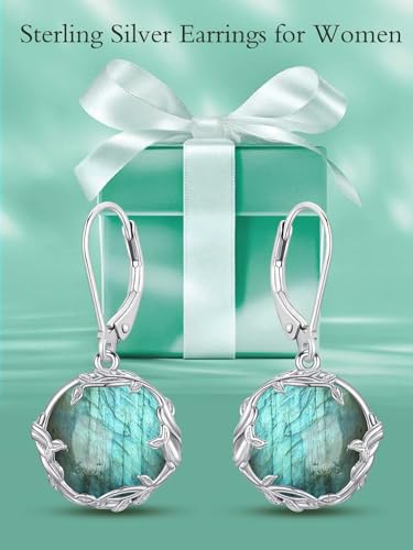 Round Gemstone Earrings 925 Sterling Silver Filigree Bohemian Dangle Drop Earrings Fine Jewelry Birthday Christmas Gifts for Women3