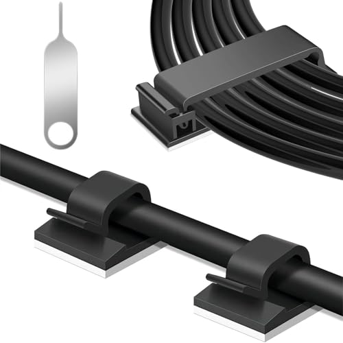 SZFUDIGO Self-Adhesive Cable Holder [Schwarz 126 Pack],kabelhalter selbstklebend,kabelclips Cable Attachment Fairy Lights,Geeignet für Auto, Heim und Kabelmanagement für schreibtisch