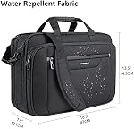 VANKEAN Laptop Bag Laptop Briefcase Fits Up to 18 Inch Laptops XXL Water-Repellent Gaming Computer Bag Messenger Shoulder Bag for Men and Women Expandable Capacity for Travel/Business/School- Black