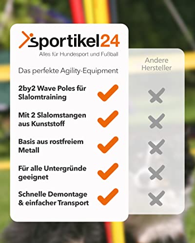SPORTIKEL24 2by2 Weave Poles – Blau – 2er Set Agility-Slalomstangen mit Metallbasis – für Training & Parcoursaufbau – erweiterbar & mobil