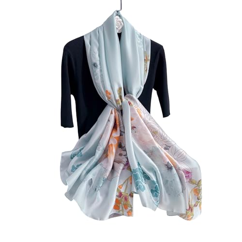 Image of MALINA Women's Polyester Silk Satin Stole Scarf - Soft Lightweight Fashion Wrap, Elegant Floral & Gradient Design, summer stole,Scarf For Women,Premium Stole,Large Size 180x90 cm'