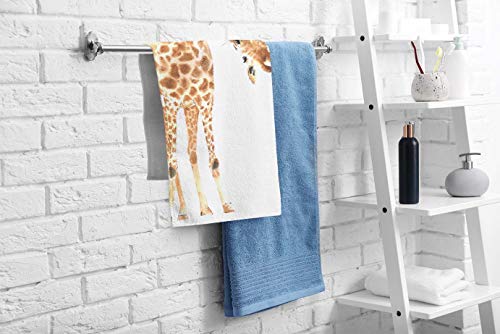 Ofloral Funny Giraffe Hand Towels Cotton Washcloths,Wild Animal Watercolor Giraffe Brow White Comfortable Soft Towels For Bathroom/Kitchen/Yoga/Golf/Hair/Face Towel For Men/Women/Girl/Boys 15X30 Inch #TOP1