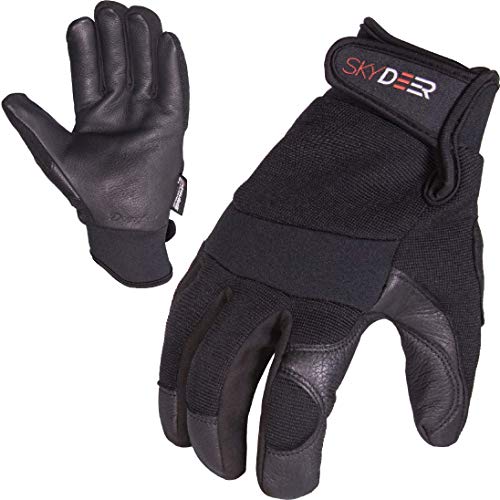 Skydeer Hi-Performance Water Resistance Stretch Spandex Winter Warm Work Gloves With Premium Genuine Deerskin Leather Palm (Sd2251T/S, 100G 3M Thinsulate Insulation) #TOP4