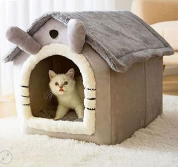 NYTRYD Bed House Pet Cat Puppy Dog Kennel Cave Igloo Soft Washable Cushion Small Soft Plush Pet House, Indoor with Removable Sleepping Bed