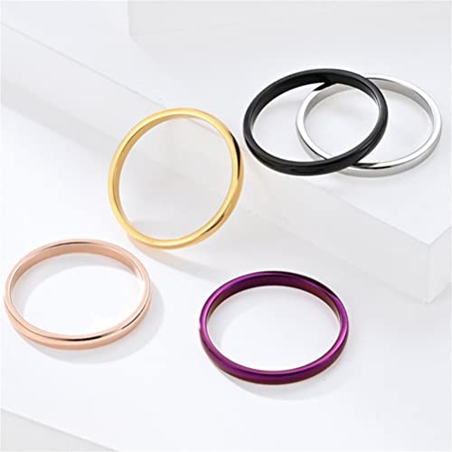 PAURO Unisex Stainless Steel 2mm Couple Rings Stacking Knuckle Band Plain Ring Set for Wedding Party Multi Colors4