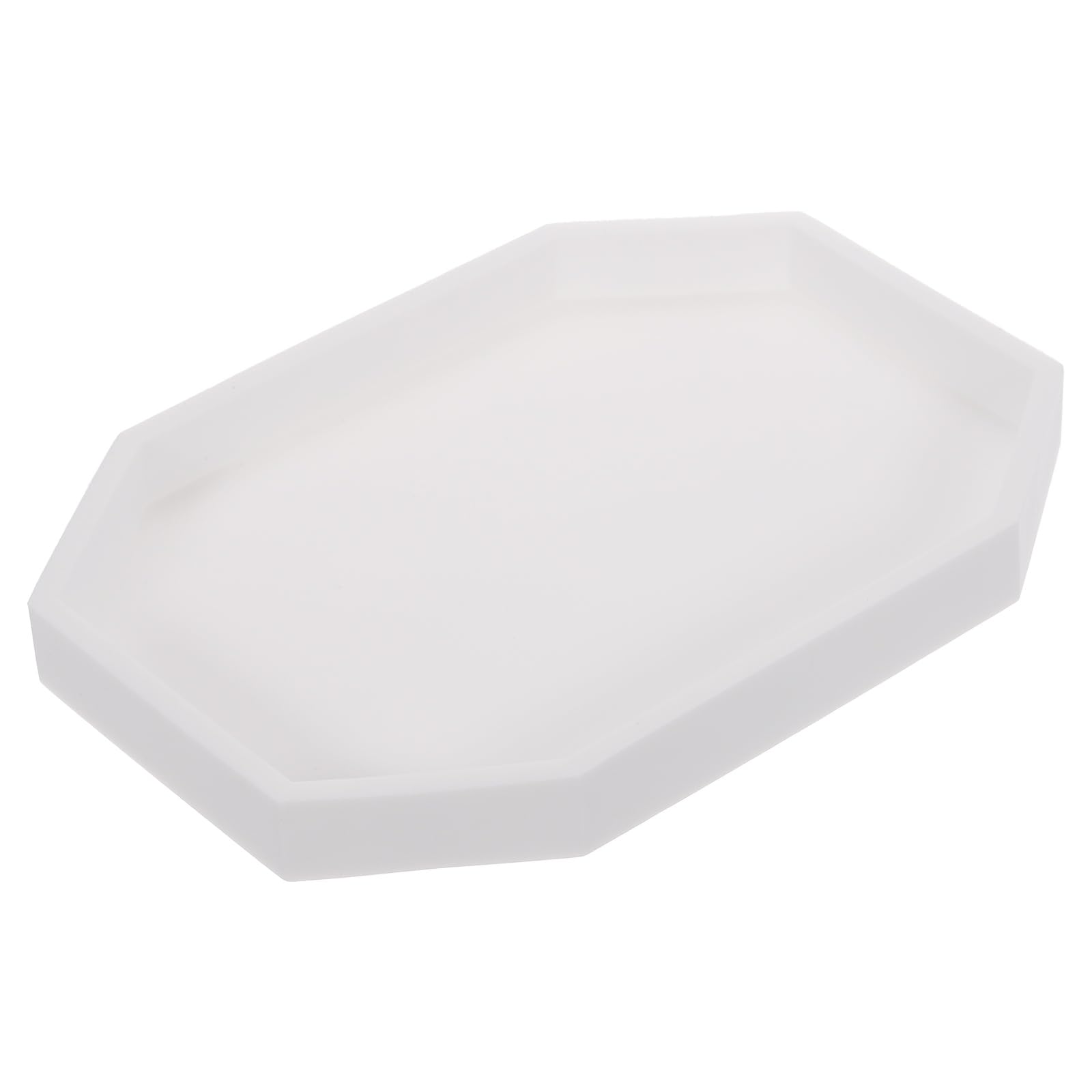 QUARKZMAN Vassoio Per Bagno 20 X 15 Cm Ottagonale In Silicone Per Sapone Portaoggetti Antiscivolo Antiurto Bianco Per Candele Chiavi Trucco