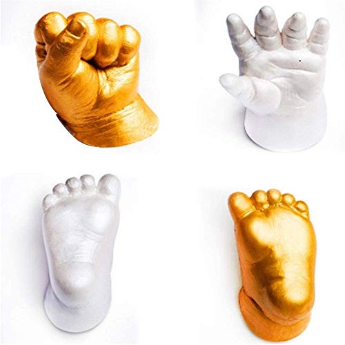 CXZC Juego de clonación en Polvo de Huellas de Manos y pies de bebé en 3D, Kit de fundición de Yeso de Huellas, Regalo de Recuerdo de Huellas de Manos y pies (100g + 100g) Cover