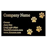 Personalized Gold Foil Black Business Cards 100 Pack - 3.5' x 2' Cards - 14 PT Thick Sturdy Cards - Unique Shiny Gold Foil - Made in the U.S.A. (Gold Paws)