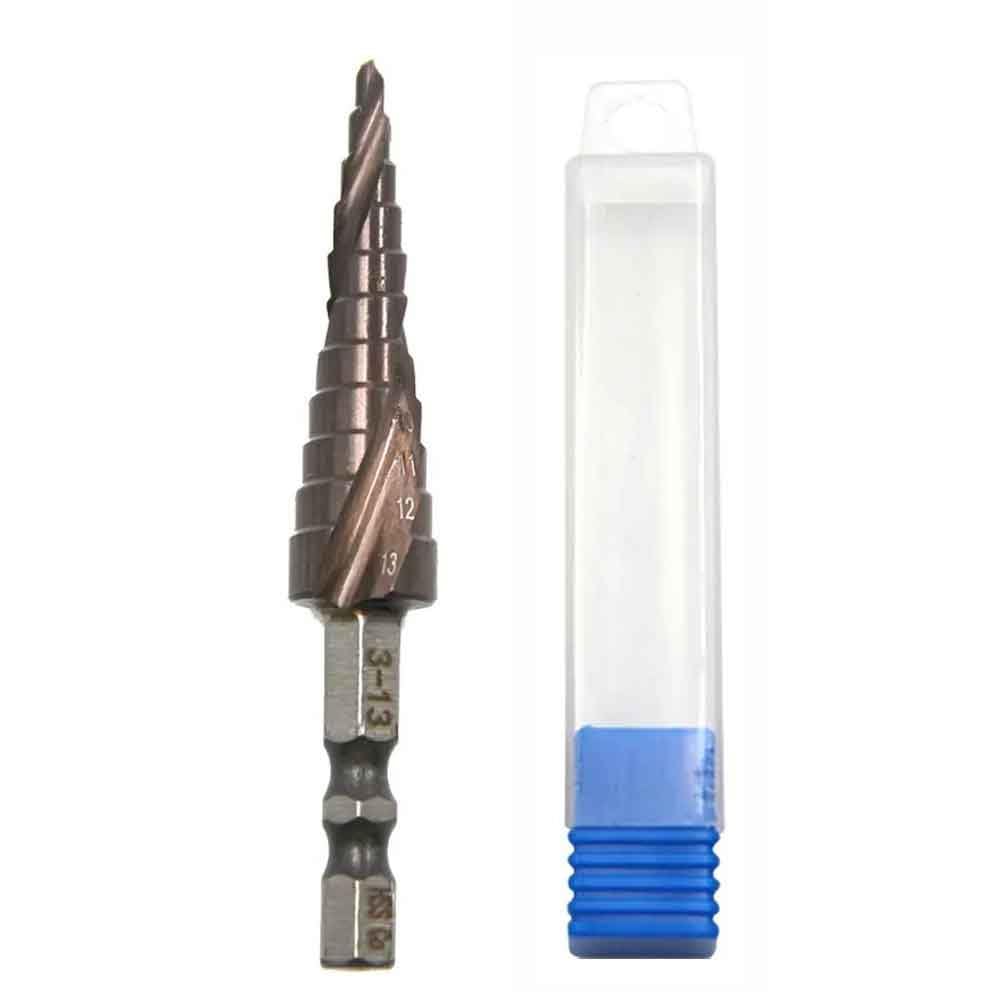Punta da trapano a gradini in acciaio al cobalto M35 per acciaio inossidabile, metallo, ferro, rame, alluminio e legno, 5% cobalto HSS-Co, 11 misure, punta da trapano da 3-13 mm, 1 pz 3 mm, 13 mm, es