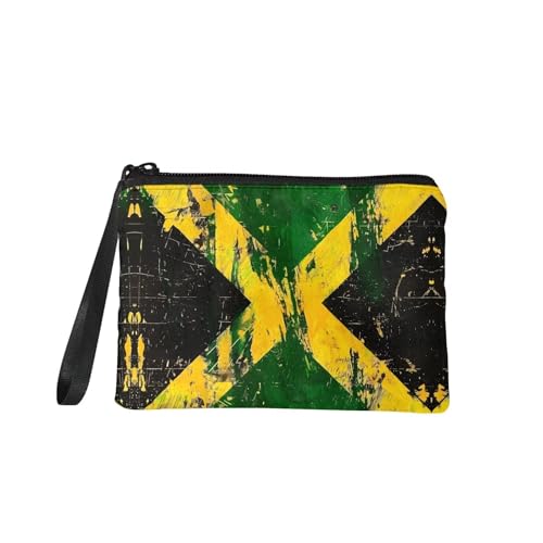 Jamaica Theme 3pcs Men’s Wallet Card Holder Coin Purse,Jamaican Flag Print Slim Wallet for Men,Minimalist Man Wallet Multicolor 7'×5'×1'2