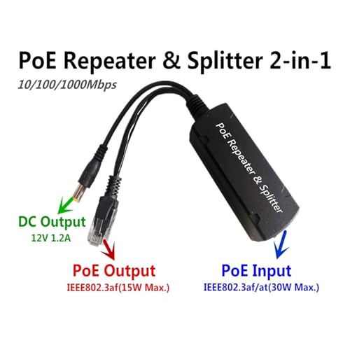 Divisor Extensor PoE Gigabit de 12V para alimentación y datos estables 2