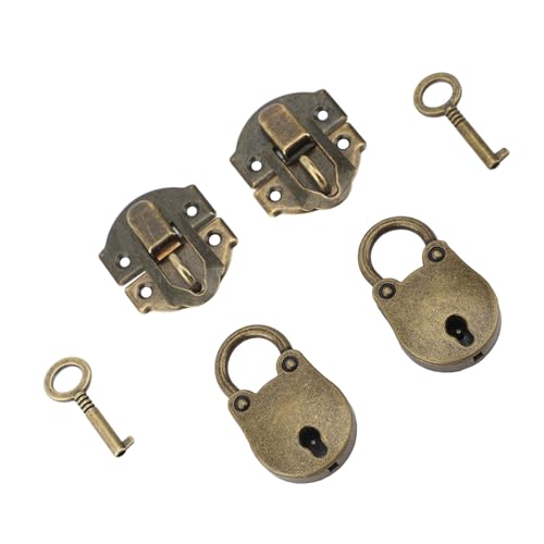 Sunisfa Ensemble serrure loquet alliage zinc, cadenas vintage robuste, vis incluses, bronze