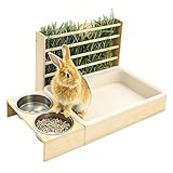 Rabbit Hay Feeder with Litter Box, 3 in 1 Wooden Bunny Feeder, No Waste Hay Holder Rack, Wood Bunny Toilet for Guinea Pig Chinchillas Hamster Rabbit Hay Feeder with Litter Box, 3 in 1 Wooden Bunny Feeder, No Waste Hay Holder Rack, Wood Bunny Toilet for Guinea Pig Chinchillas Hamster
