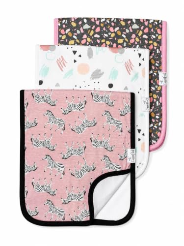 Image of Copper Pearl Premium Baby Burp Cloths - 3-Pack Large Cotton Burp Cloths, Extra Soft Spit Up Rags with 3 Absorbent Layers, Perfect for Baby Boy and Baby Girl Gifts (21 inch x 10 inch Size, Zella Set)