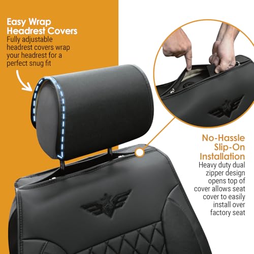 Image of LPI Truck Heavy Duty Premium Truck Seat Covers for Front Seats, For Full-Size Truck SUV, Padded Seat Cover with Bottom Wrap-around, Front Seat Protector; Front & Rear Storage Pockets, Waterproof, 2 pc
