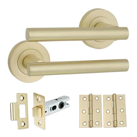 Elegant Satin Brass T-Bar Door Handle Pack