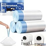 Picture of 60 Count Automatic Cat Litter Box Bags Compatible with Cumrige Fumoi Fsitego Robot Litter box, Pre-Seperated Thick Self-Cleaning Cat Litter Box Replacement Liners with Drawstring Heavy Duty-26"x15"